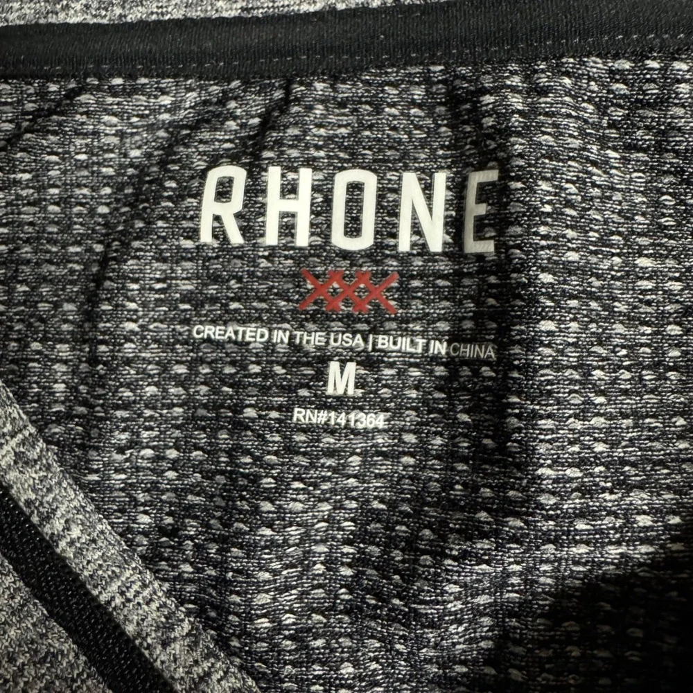 RHONE Mens Heathered Gray Quarter Zip Pullover Long Sleeve Athletic Shirt Size M